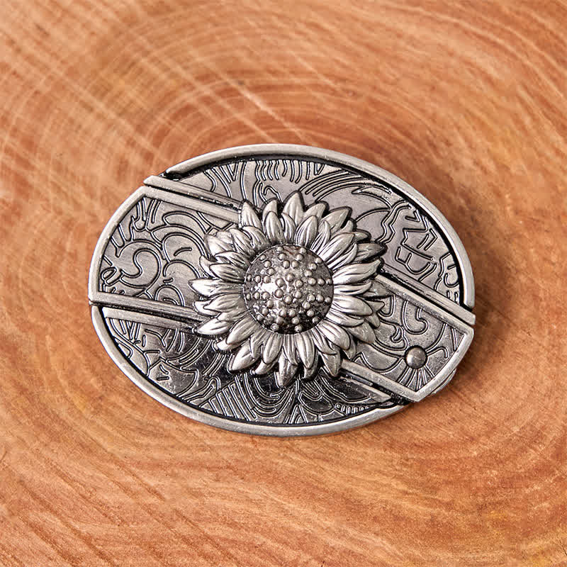 Cintura in pelle con coltello pieghevole nascosto a forma di girasole fai da te da uomo - image 3