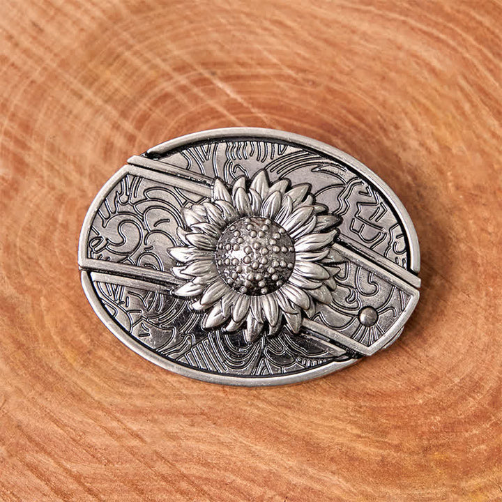 Cintura in pelle con coltello pieghevole nascosto a forma di girasole fai da te da uomo - image 3
