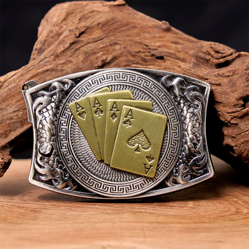 Cintura in pelle con coltello pieghevole nascosto fai da te in oro da uomo - Poker d'oro - Senza cintura - Cintura non inclusa - image 1