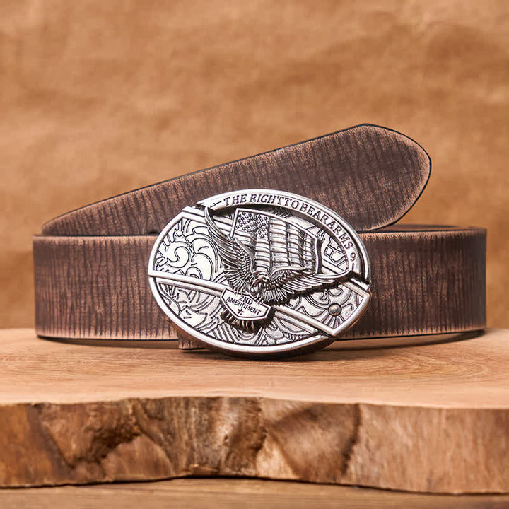 Cintura in pelle con coltello pieghevole nascosto con bandiera USA e aquila fai da te da uomo - Aquila - Cintura marrone anticata - 42 - image 12