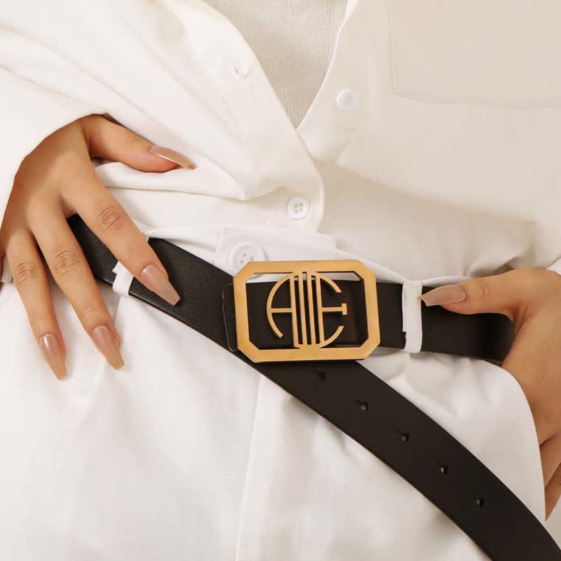 Cintura in pelle con fibbia fai da te rettangolare con iniziali personalizzate
