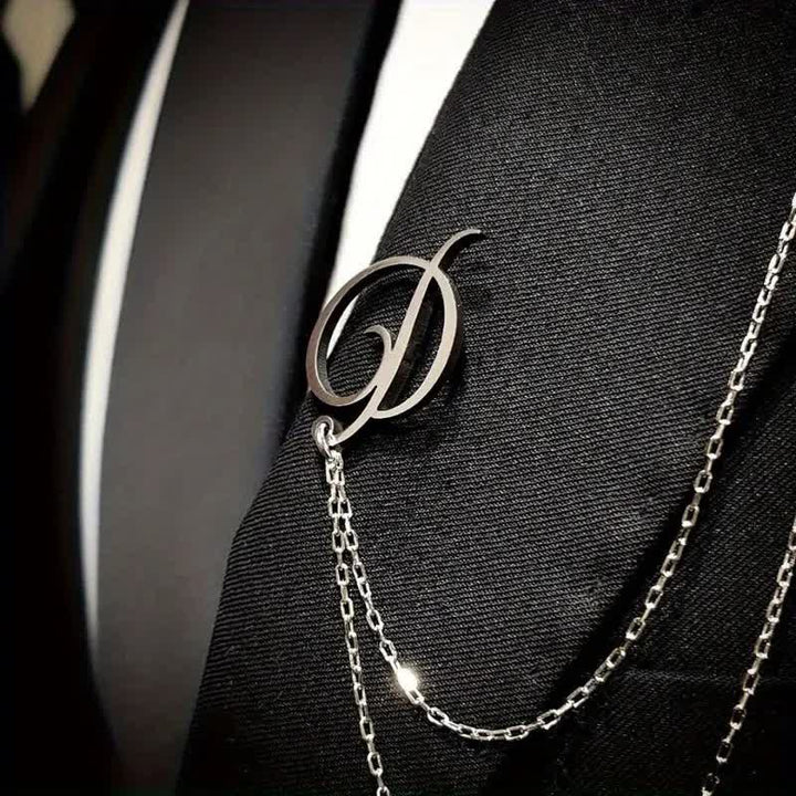Elegante spilla con iniziali personalizzate e catena - image 2