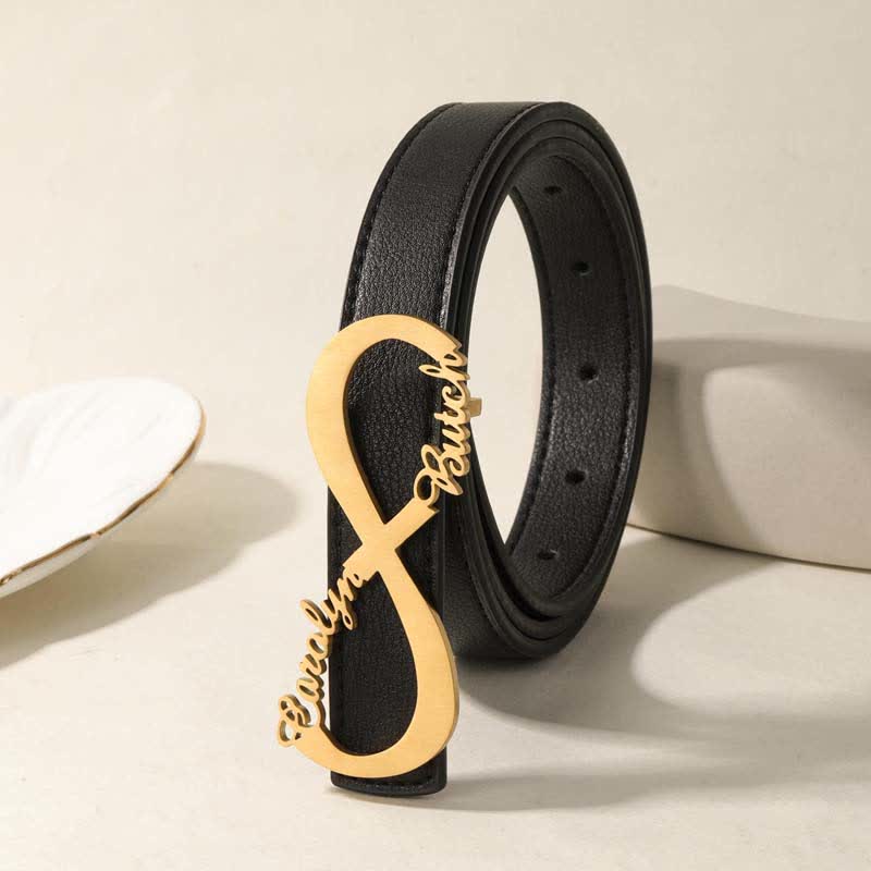 Cintura in pelle con fibbia fai da te con nome personalizzato Infinity Note