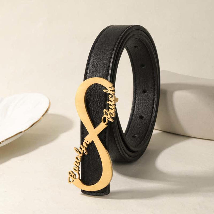 Cintura in pelle con fibbia fai da te con nome personalizzato Infinity Note