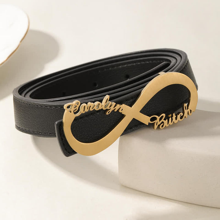 Cintura in pelle con fibbia fai da te con nome personalizzato Infinity Note