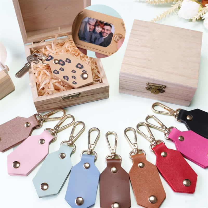 Portachiavi in pelle con foto personalizzata per compleanno, anniversario e partner