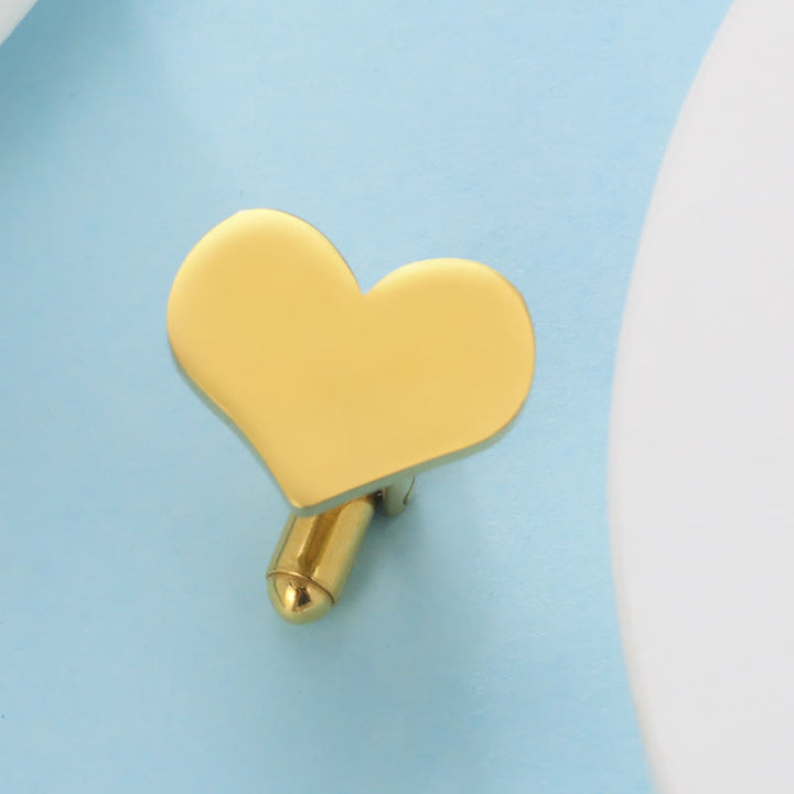 1 paio di gemelli da abito quadrati e rotondi a forma di cuore con lettere personalizzate al laser