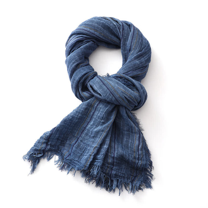 Sciarpa traspirante in cotone e lino a righe decorative tie-dye
