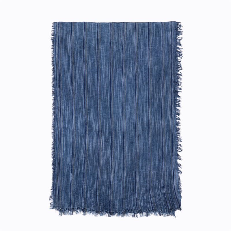 Sciarpa traspirante in cotone e lino a righe decorative tie-dye - image 3