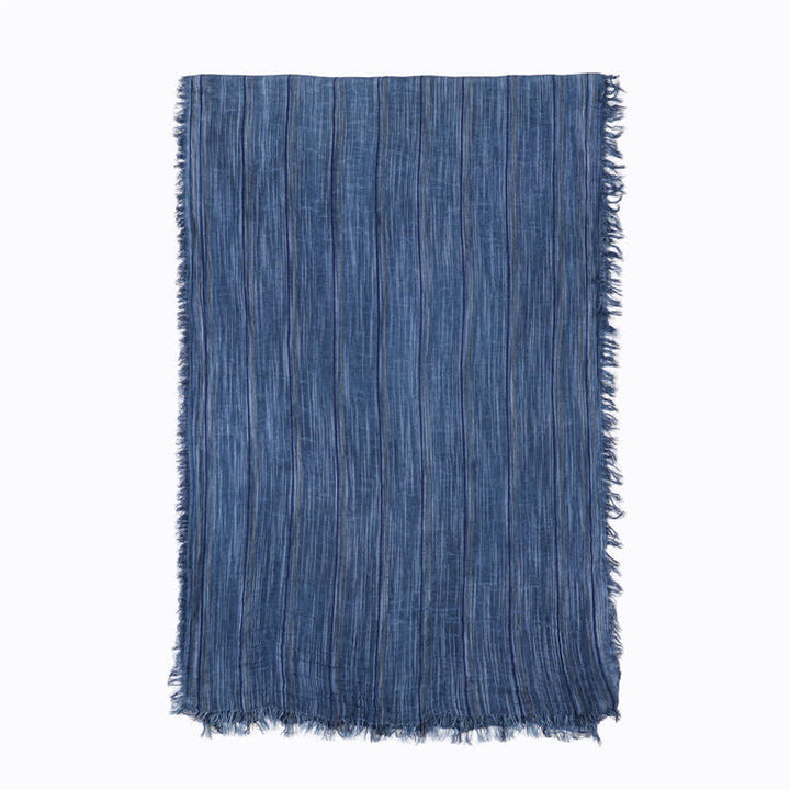 Sciarpa traspirante in cotone e lino a righe decorative tie-dye - image 3