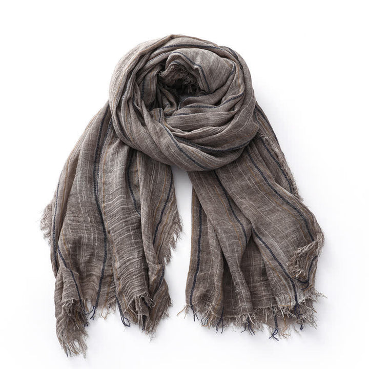 Sciarpa traspirante in cotone e lino a righe decorative tie-dye