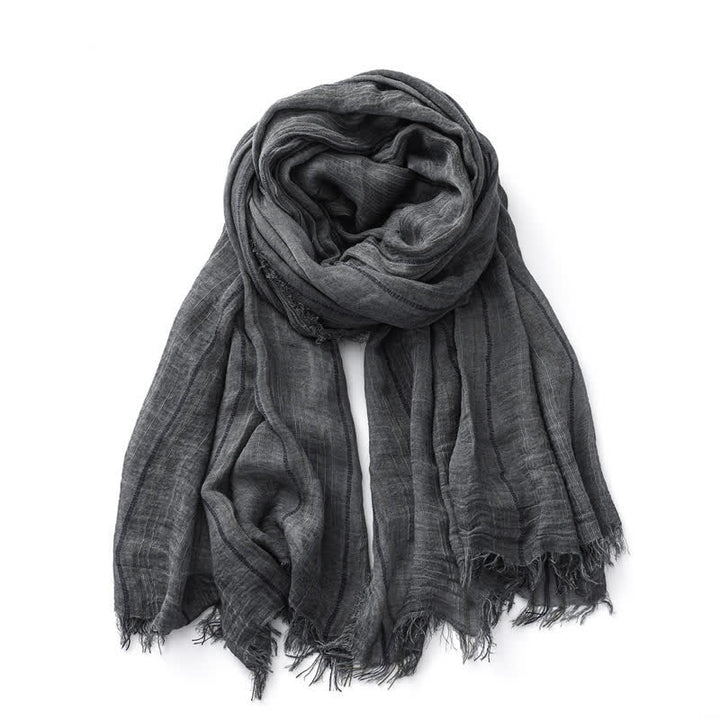Sciarpa traspirante in cotone e lino a righe decorative tie-dye