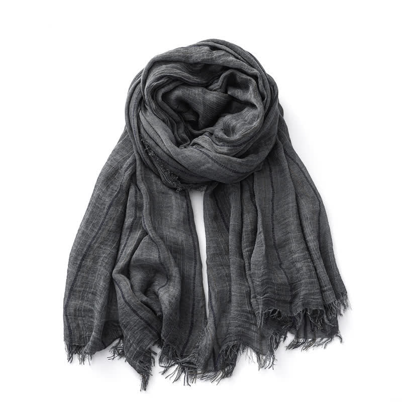 Sciarpa traspirante in cotone e lino a righe decorative tie-dye - Nero - image 4