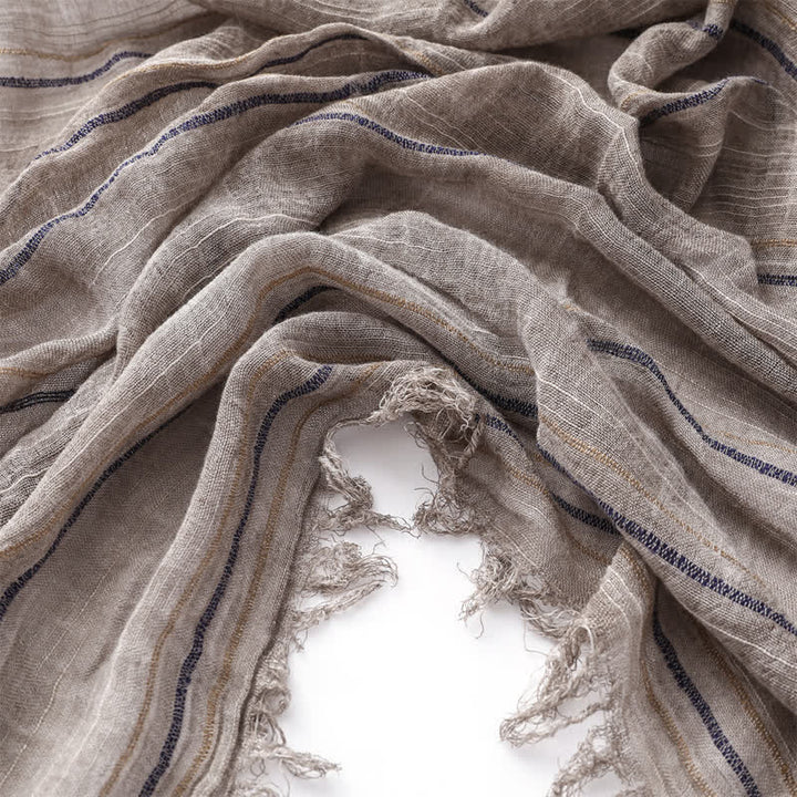 Sciarpa traspirante in cotone e lino a righe decorative tie-dye