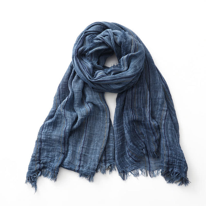 Sciarpa traspirante in cotone e lino a righe decorative tie-dye