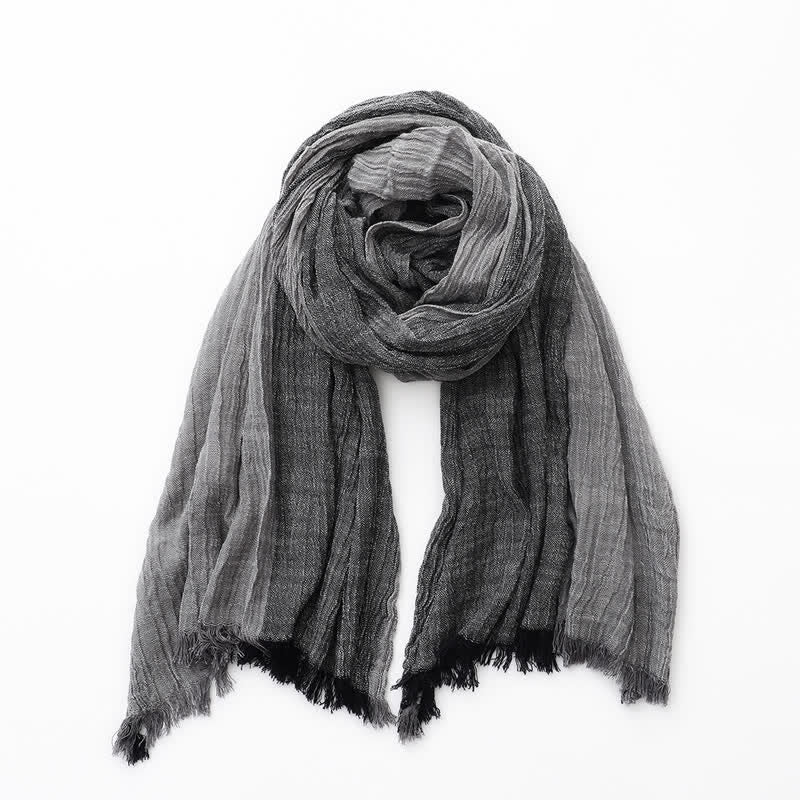 Sciarpa sottile in cotone e lino con colori abbinati bicolore - Nero e grigio - image 9