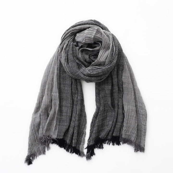 Sciarpa sottile in cotone e lino con colori abbinati bicolore - Nero e grigio - image 9