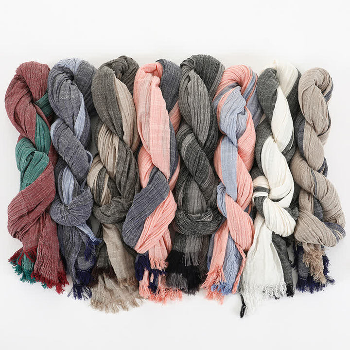 Sciarpa sottile in cotone e lino con colori abbinati bicolore
