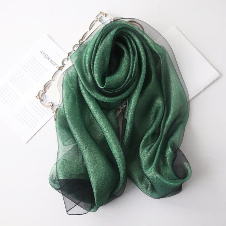 Sciarpa di seta organza scintillante di lusso da donna - Verde scuro - image 15