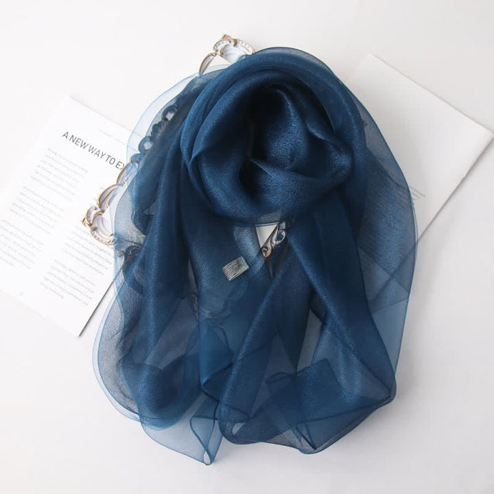 Sciarpa di seta organza scintillante di lusso da donna - Marina - image 7