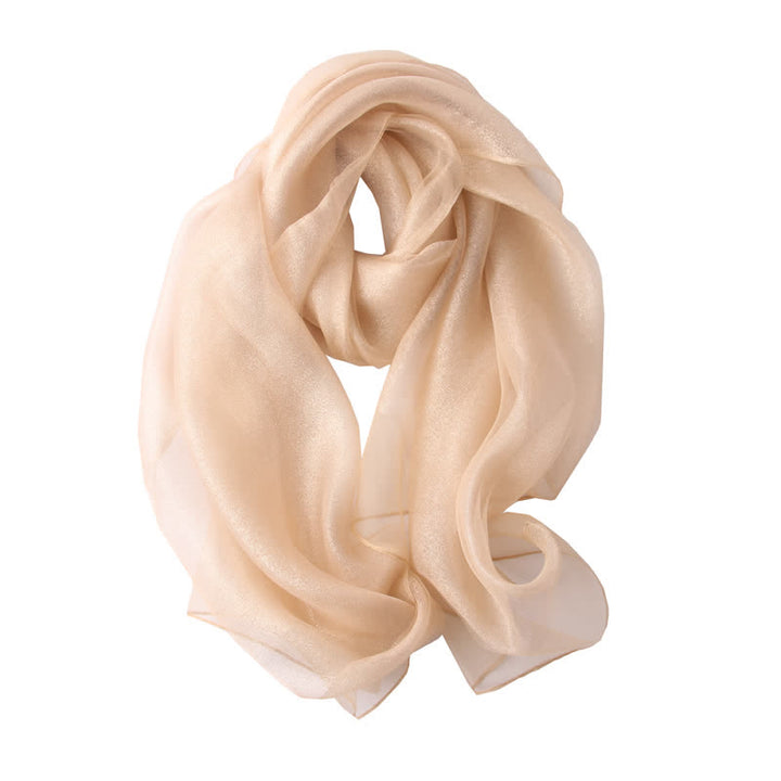 Sciarpa di seta organza scintillante di lusso da donna - Avorio - image 5