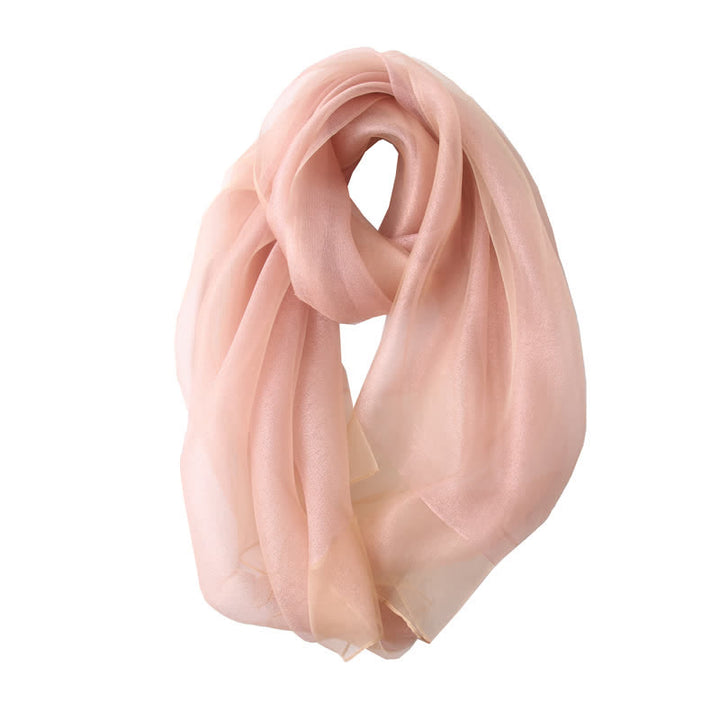 Sciarpa di seta organza scintillante di lusso da donna - Salmone chiaro - image 6