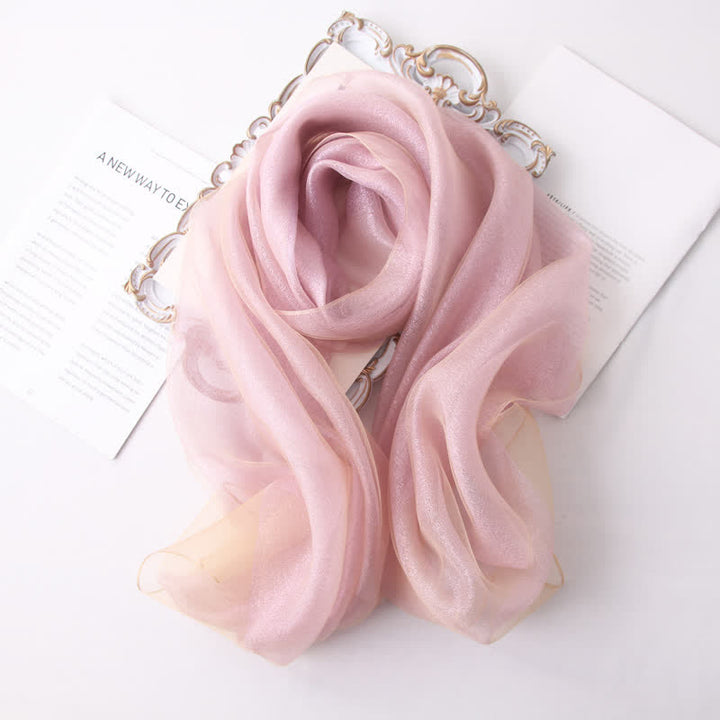 Sciarpa di seta organza scintillante di lusso da donna - Rosa chiaro - image 13