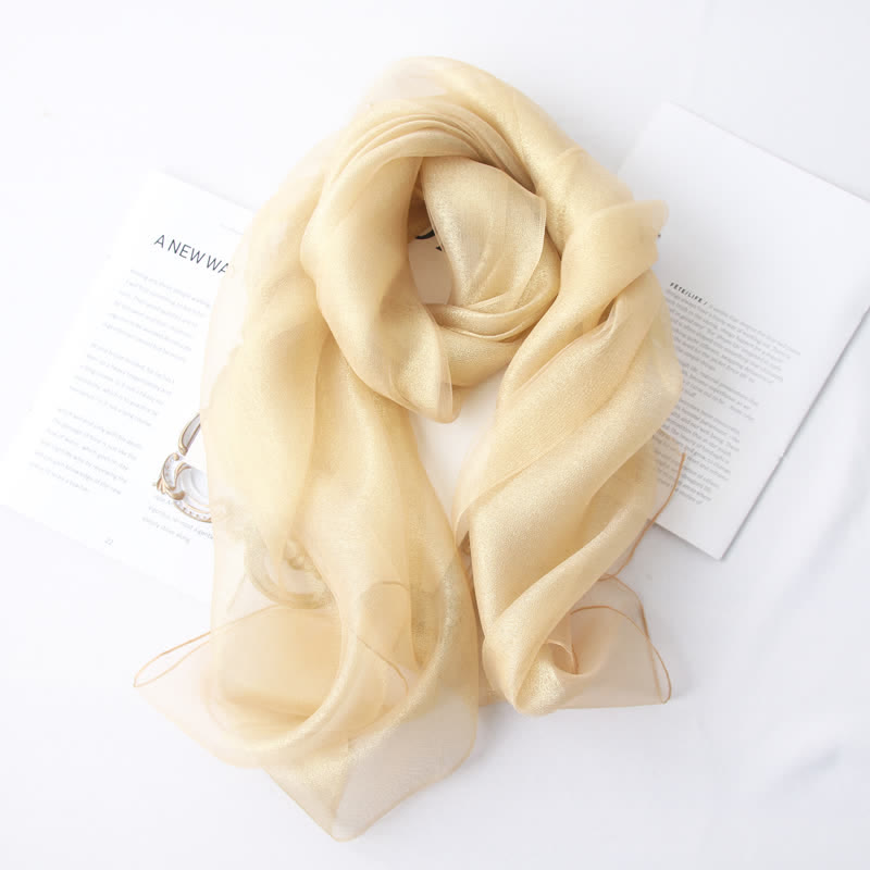 Sciarpa di seta organza scintillante di lusso da donna - Oro - image 4