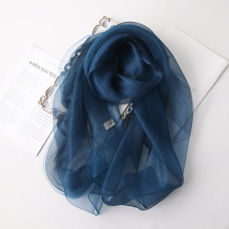 Sciarpa di seta organza scintillante di lusso da donna - Marina - image 7