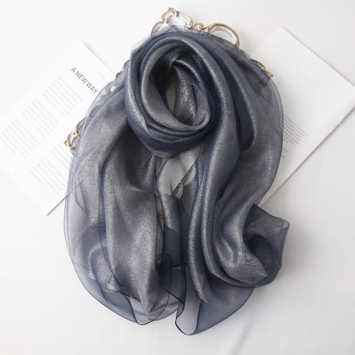 Sciarpa di seta organza scintillante di lusso da donna