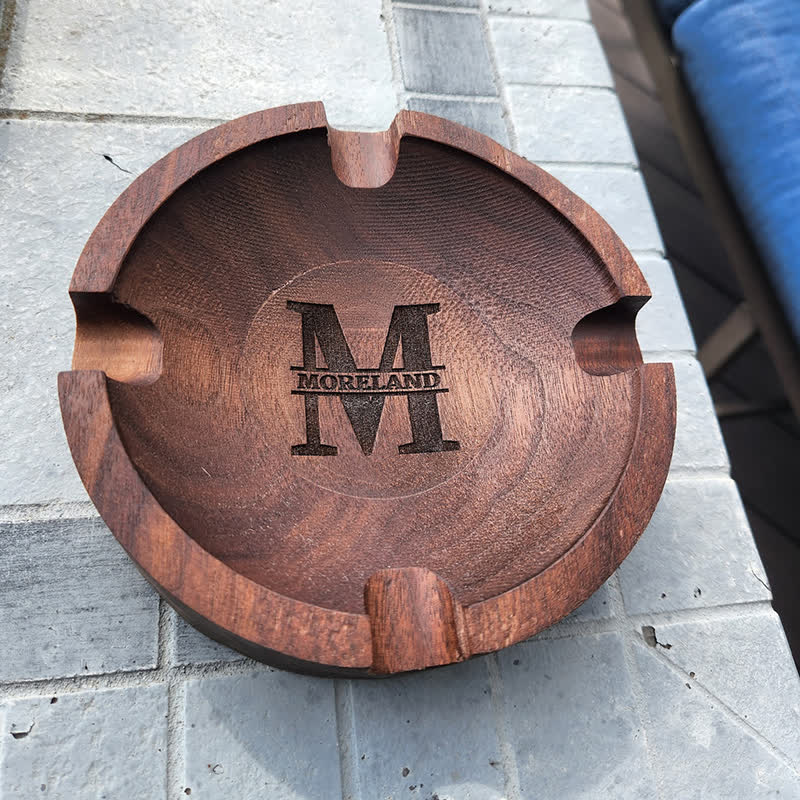 Posacenere per sigari in legno di noce con monogramma personalizzato - Stile n. 1 - image 2