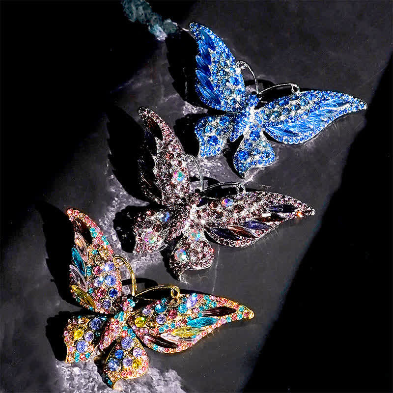 Spilla da donna vintage a forma di farfalla in cristallo - image 1
