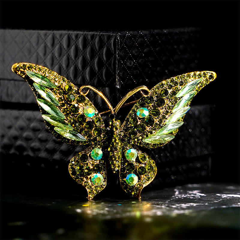 Spilla da donna vintage a forma di farfalla in cristallo - Verde - image 5