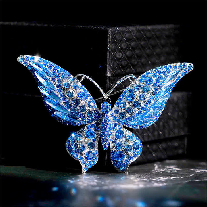 Spilla da donna vintage a forma di farfalla in cristallo - Blu - image 6