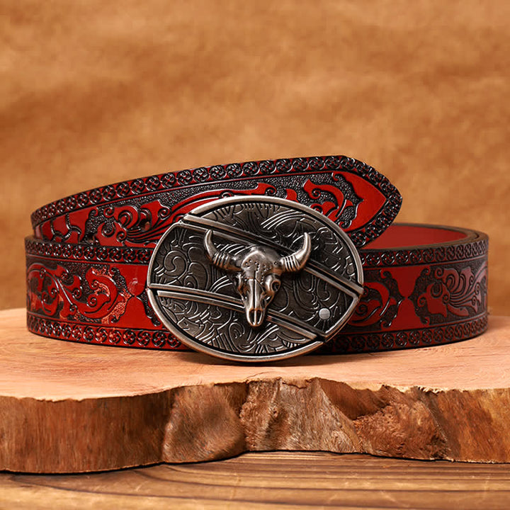 Cintura in pelle con coltello pieghevole nascosto Longhorn Bull fai da te da uomo