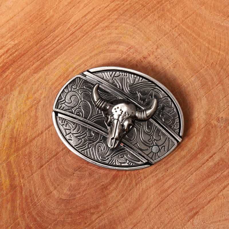 Cintura in pelle con coltello pieghevole nascosto Longhorn Bull fai da te da uomo