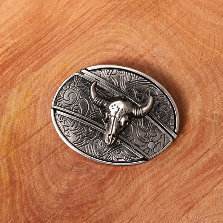 Cintura in pelle con coltello pieghevole nascosto Longhorn Bull fai da te da uomo
