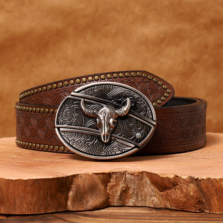 Cintura in pelle con coltello pieghevole nascosto Longhorn Bull fai da te da uomo