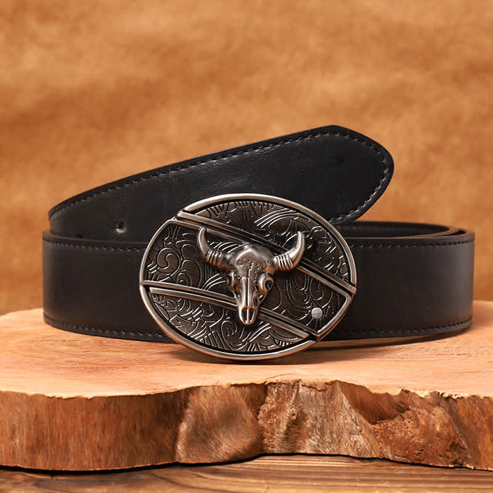 Cintura in pelle con coltello pieghevole nascosto Longhorn Bull fai da te da uomo