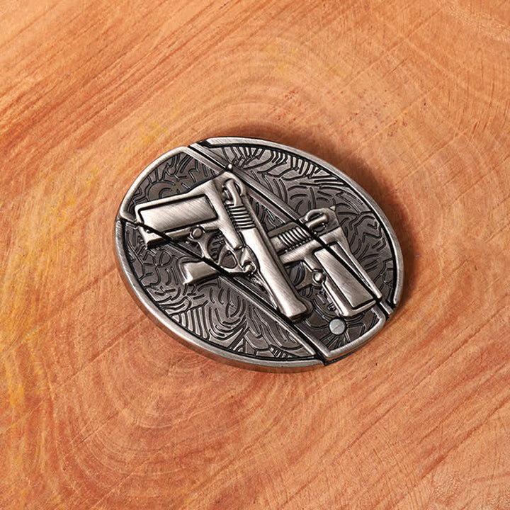 Cintura in pelle fai da te da uomo con coltello pieghevole nascosto a doppia pistola - image 2