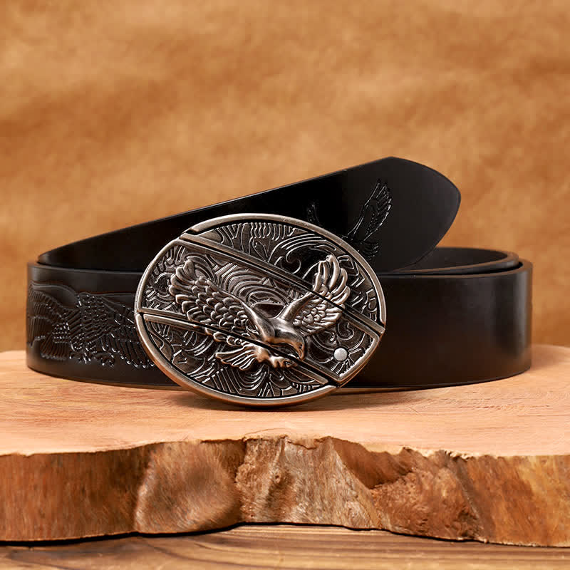 Cintura in pelle con coltello pieghevole nascosto Soaring Eagle fai da te da uomo