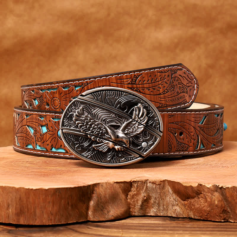 Cintura in pelle con coltello pieghevole nascosto Soaring Eagle fai da te da uomo