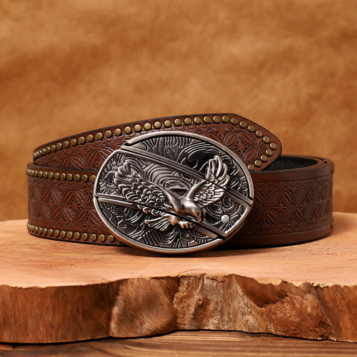 Cintura in pelle con coltello pieghevole nascosto Soaring Eagle fai da te da uomo