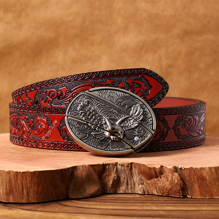 Cintura in pelle con coltello pieghevole nascosto Soaring Eagle fai da te da uomo