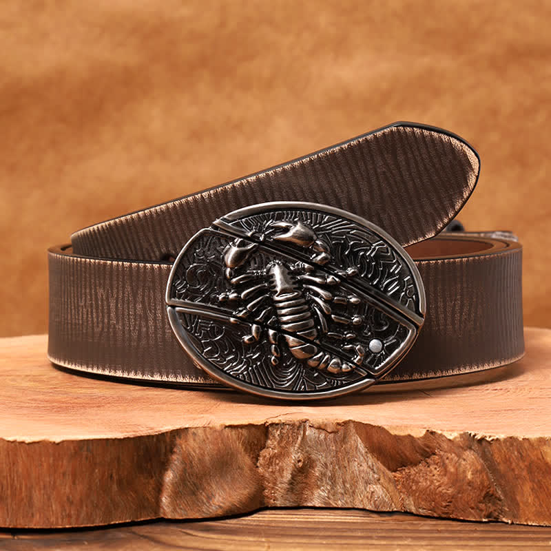 Cintura in pelle con coltello pieghevole nascosto Scorpion fai da te da uomo - Scorpion - Cintura marrone anticata - 42 - image 9