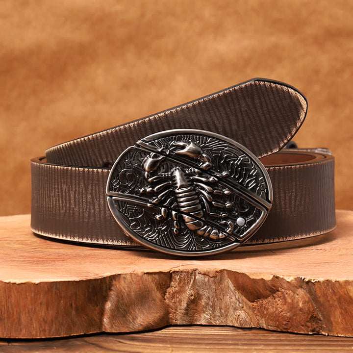 Cintura in pelle con coltello pieghevole nascosto Scorpion fai da te da uomo - Scorpion - Cintura marrone anticata - 42 - image 9