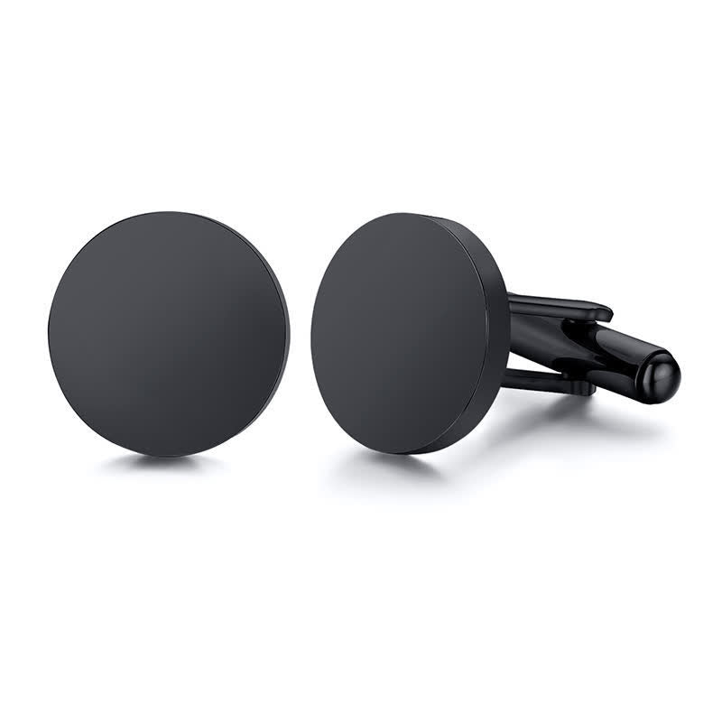 1 paio di gemelli rotondi personalizzati incisi al laser - Nero - Con scatola di legno - image 2