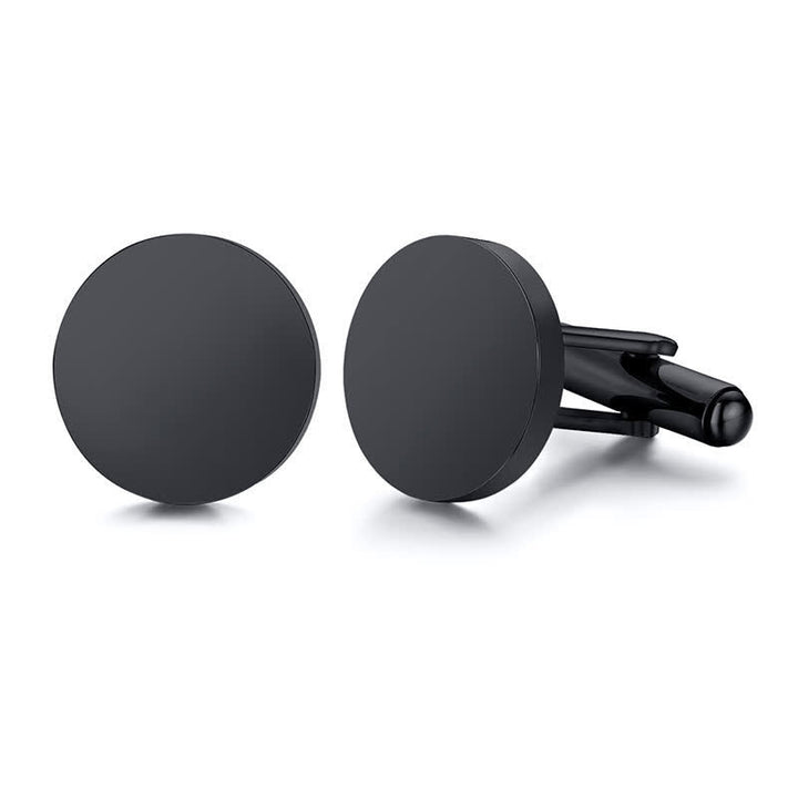 1 paio di gemelli rotondi personalizzati incisi al laser - Nero - Con scatola di legno - image 2