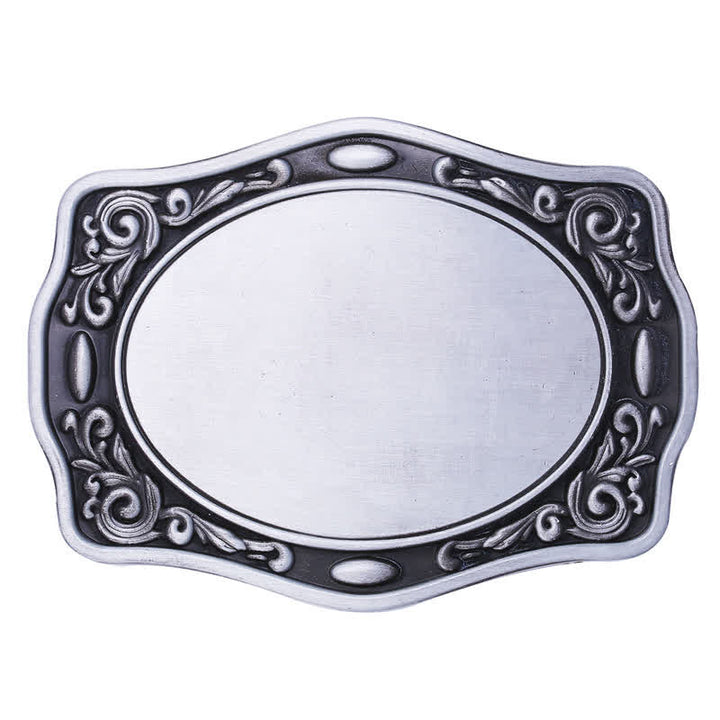 Cintura in pelle con fibbia fai da te con monogramma personalizzato in argento antico