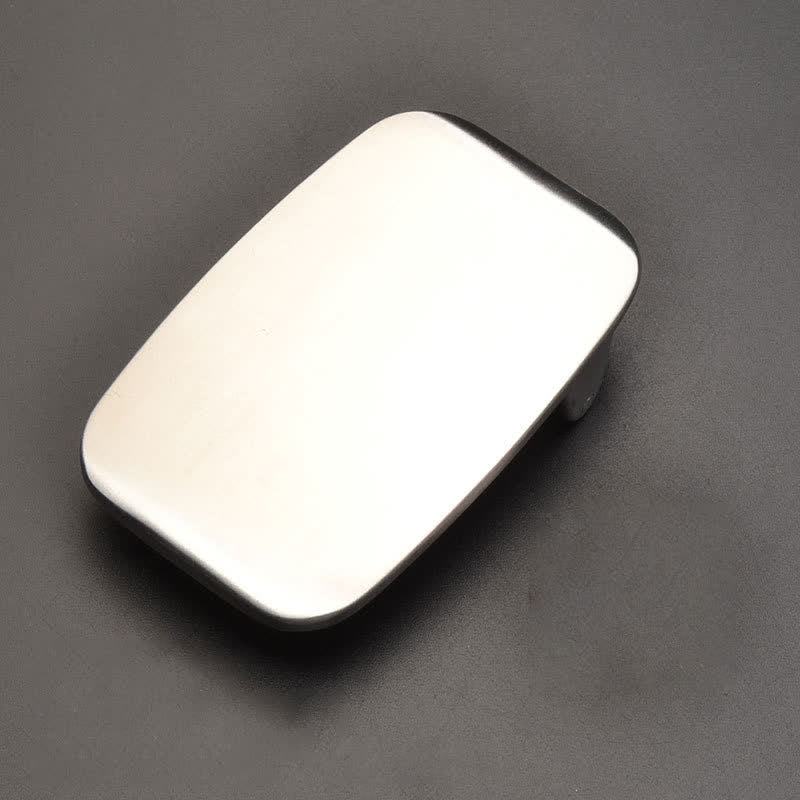Cintura in pelle con fibbia in acciaio inossidabile fai da te con monogramma personalizzato semplice - Argento opaco - Senza cintura - Cintura non inclusa - image 2